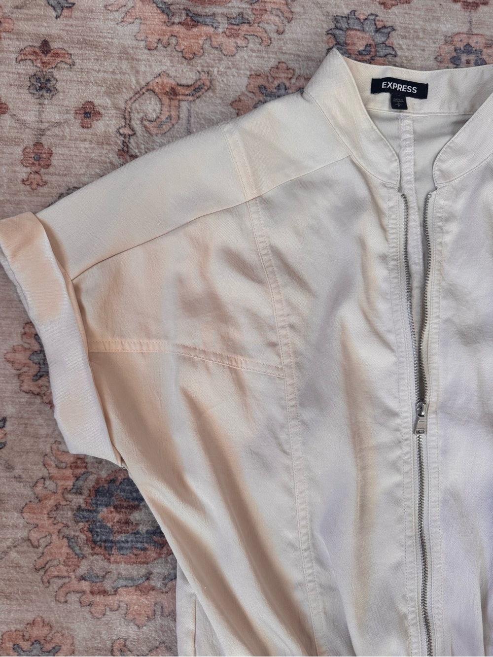Express Cream Utility Jumpsuit with Tie Waist - Picture 3 of 4